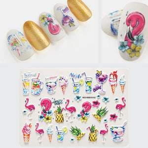Flower Nail Sticker Flower Leaves Decals