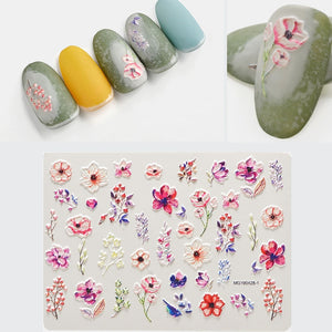Flower Nail Sticker Flower Leaves Decals