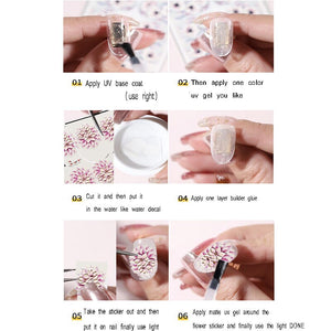 Flower Nail Sticker Flower Leaves Decals