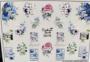 Flower Nail Sticker Flower Leaves Decals