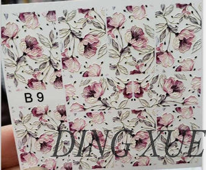Flower Nail Sticker Flower Leaves Decals