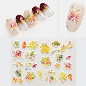 Flower Nail Sticker Flower Leaves Decals